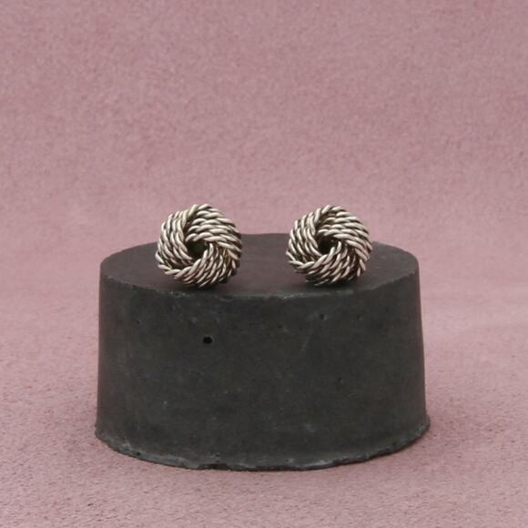 tiffany & co sterling silver somerset braided twist knot stud earrings - Picture 1 of 3